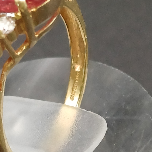 50 - Ruby and Diamond Ring Hallmark date is 2005 Birmingham.
- 18 carat yellow gold
- weight 5.50g
- size... 