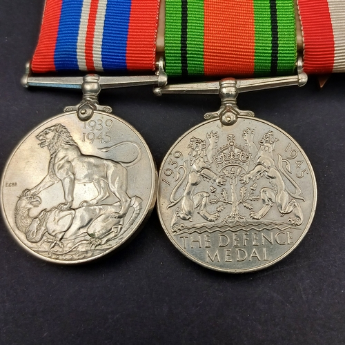 32 - Medal  bar consisting of Defence and Campaign Medals together with Three Stars World War II, Italy a... 
