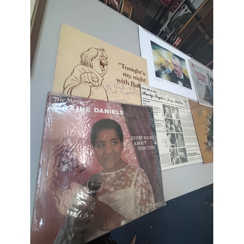 130 - Signed collection of vinyls and Nat Gonella  print. 
Maxine Daniel’s
Rusty Taylor
Minty Sunshine
Tom... 