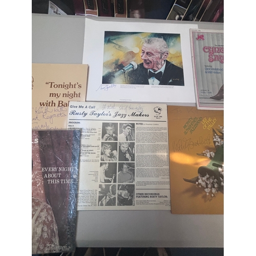 130 - Signed collection of vinyls and Nat Gonella  print. 
Maxine Daniel’s
Rusty Taylor
Minty Sunshine
Tom... 