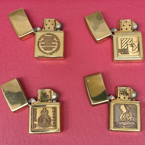59 - Zippo WWII Solid Brass Remembrance Lighter Set, unfortunately not boxed version.  All in good condit... 