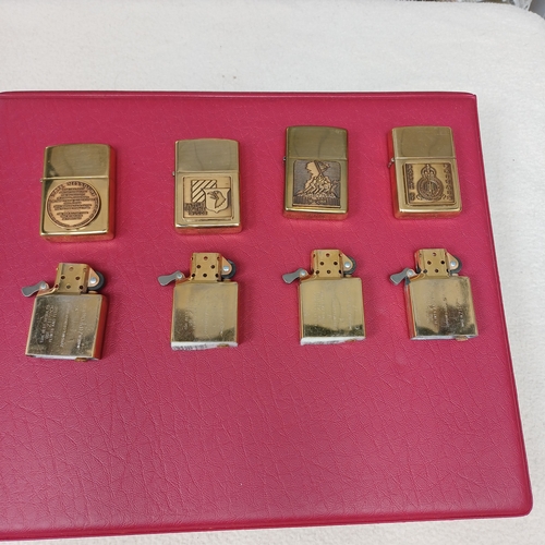 59 - Zippo WWII Solid Brass Remembrance Lighter Set, unfortunately not boxed version.  All in good condit... 