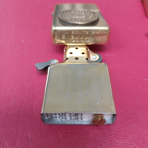 59 - Zippo WWII Solid Brass Remembrance Lighter Set, unfortunately not boxed version.  All in good condit... 