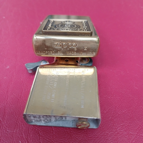 59 - Zippo WWII Solid Brass Remembrance Lighter Set, unfortunately not boxed version.  All in good condit... 