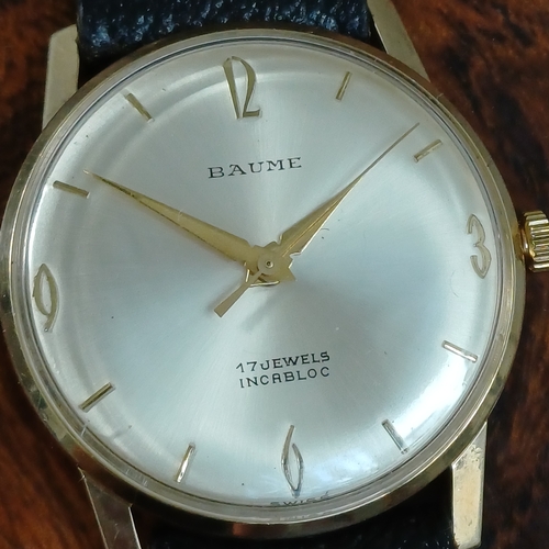 70 - Baume Gents 9 carat gold watch.  This has just been serviced.  This is in working order and in very ... 