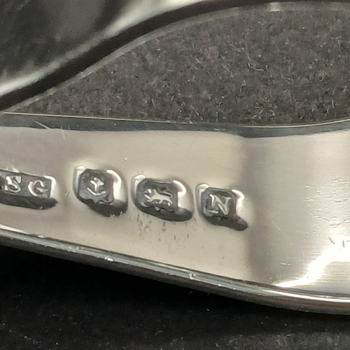 80 - Boxed Silver Baby Pusher and Spoon.  Birmingham Assay for I. S. Greenberg & Co date stamp 1937.   To... 