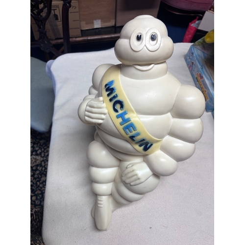 160 - Michelin man (Bidendum Mascot) advertising mascot, 1960s mounted on wooden plaque to hang on wall