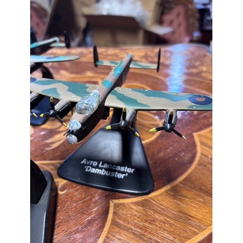 78 - Collection of model diecast planes. 
Avro Vulcan
Messerschmitt Bf 109E-4 x2 
1942 spitfire
Avro Lanc... 