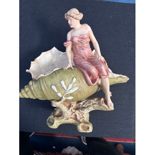 182 - Elegant Royal Dux Art Nouveau figurine, 
Maiden seated on a shell.