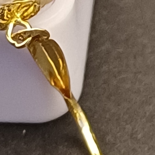 1 - South Sea Pearl Earrings set on 18 carat yellow gold, very pretty.