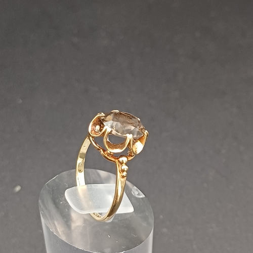 3 - Smoky Quartz Ring set in 9 carat yellow gold.
- size N
- weight 2.4g