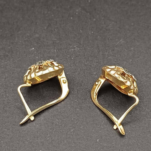 5 - Stunning pair of Russian Gold Earrings with clear stone set in:
- 14 carat gold
- weight 3.30g