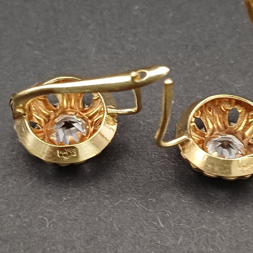 5 - Stunning pair of Russian Gold Earrings with clear stone set in:
- 14 carat gold
- weight 3.30g