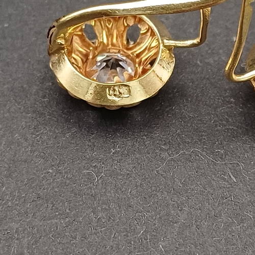 5 - Stunning pair of Russian Gold Earrings with clear stone set in:
- 14 carat gold
- weight 3.30g