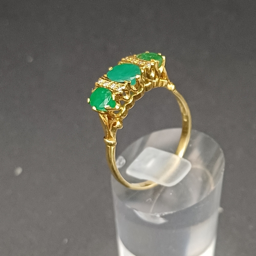 12 - Beautiful Emerald and Diamond Ring hallmark showing 1958.
- weight 4.83g
- 18 carat yellow gold
- si... 