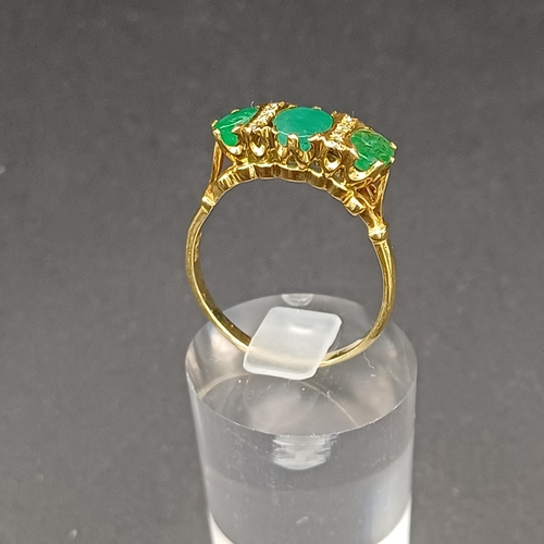 12 - Beautiful Emerald and Diamond Ring hallmark showing 1958.
- weight 4.83g
- 18 carat yellow gold
- si... 