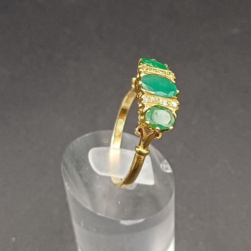 12 - Beautiful Emerald and Diamond Ring hallmark showing 1958.
- weight 4.83g
- 18 carat yellow gold
- si... 