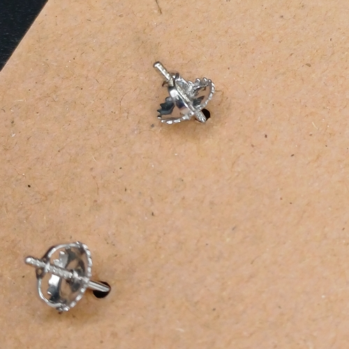 19 - Natural Earth Mined Black  Diamond Earrings set in 14 ct white gold with threaded stem to screw the ... 