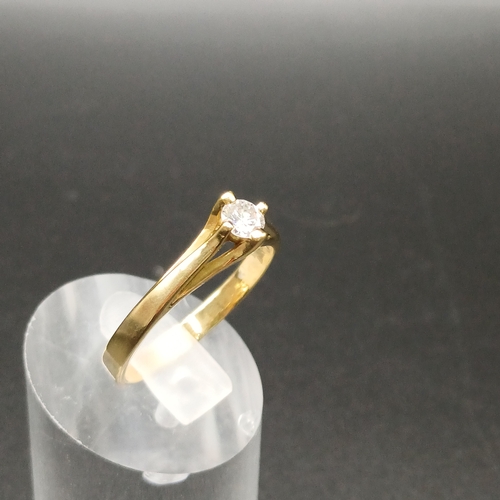 30 - Ladies Diamond Solitaire Ring set in 18 carat yellow gold.
- diamond weight approx .30 / .50 carat
-... 
