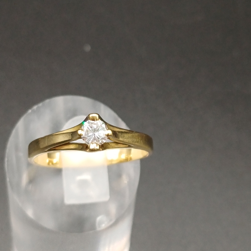 30 - Ladies Diamond Solitaire Ring set in 18 carat yellow gold.
- diamond weight approx .30 / .50 carat
-... 