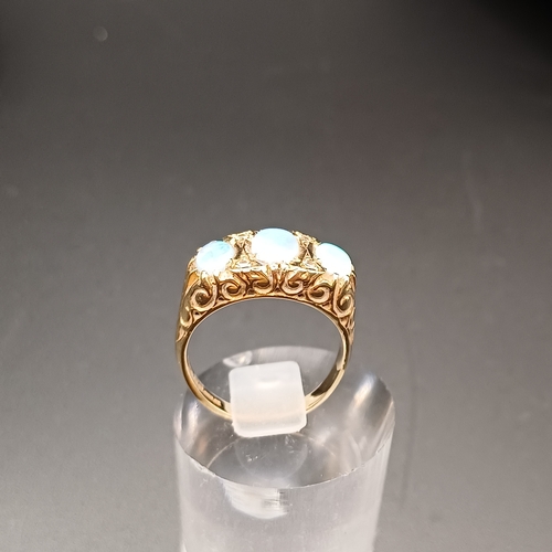 40 - Opal and Diamond Ring set in 9 carat yellow gold.
- weight 4.30g
- size L