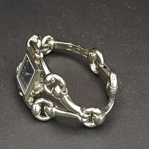 50 - Gucci Stainless Steel Mod Signoria 116.5 Horsebit Wrist Watch.  In working order as the Vendor has h... 