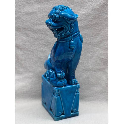 227 - Rare find! Chinese guardian Lion commonly known as a Foo Dog in vibrant turquoise Glaze. These Foo D... 