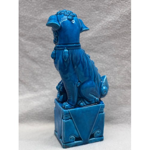 227 - Rare find! Chinese guardian Lion commonly known as a Foo Dog in vibrant turquoise Glaze. These Foo D... 