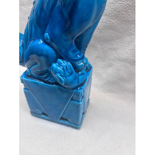227 - Rare find! Chinese guardian Lion commonly known as a Foo Dog in vibrant turquoise Glaze. These Foo D... 