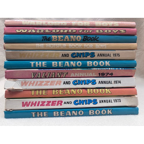 234 - 1973 The Beano book
1973 Whizzer and Chips Annual
1974 The Beano 
1974 The Valiant 
1974 Whizzer and... 