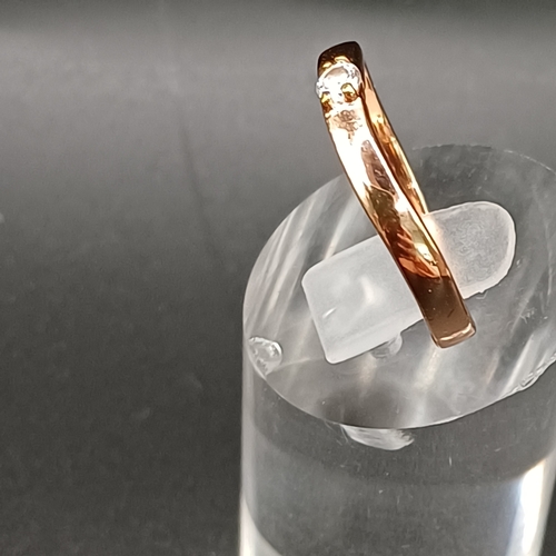 95 - Rose Gold Ring with white stone set in.  Total weight 2.35g and size R