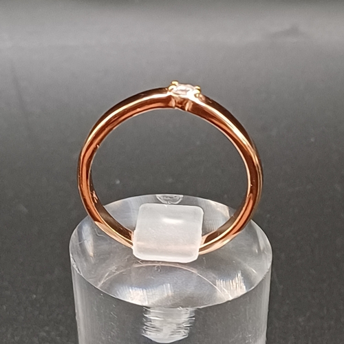95 - Rose Gold Ring with white stone set in.  Total weight 2.35g and size R