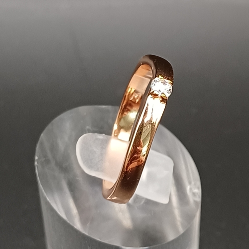 95 - Rose Gold Ring with white stone set in.  Total weight 2.35g and size R