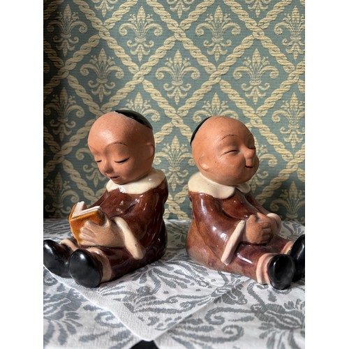 237 - Pair of monk ceramic bookends by Walter Bose created in Vienna between 1947 & 1951