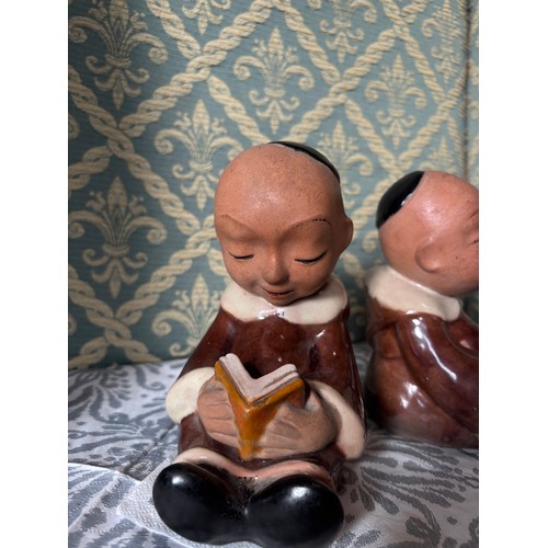 237 - Pair of monk ceramic bookends by Walter Bose created in Vienna between 1947 & 1951
