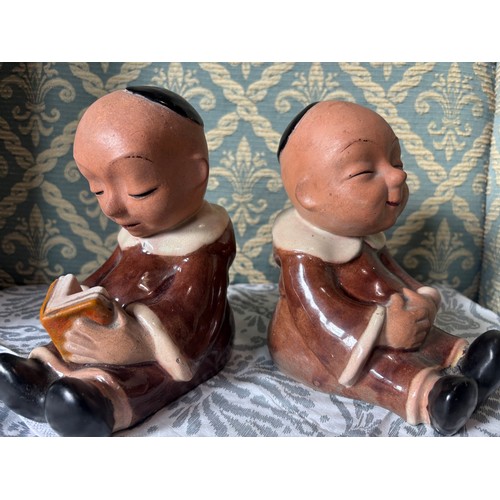 237 - Pair of monk ceramic bookends by Walter Bose created in Vienna between 1947 & 1951