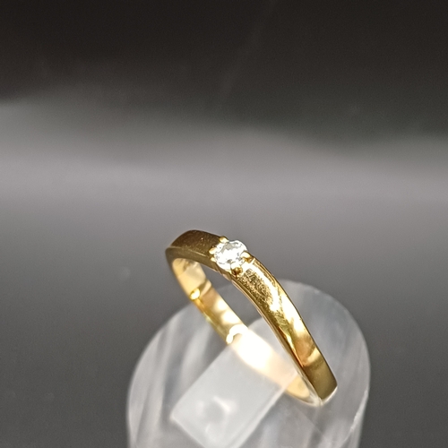 96 - Yellow 9 carat gold ring with white stone set in.  Total weight 2.3g size Q / R