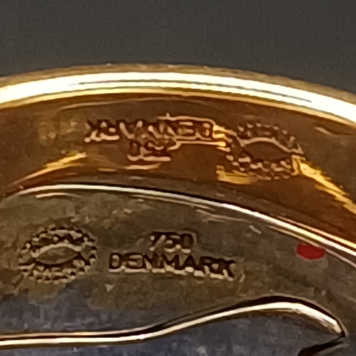 97 - Georg Jensen  Fusion Ring in Yellow and White 18 carat Gold with Diamonds Set in.
- Total weight 26g... 