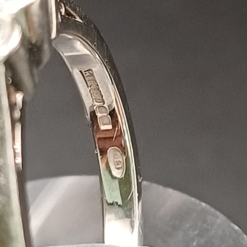 98 - Three Stone Diamond Ring set in Palladium
- weight 3.7g
- size N