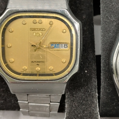 103 - Collection of Six Watches in storage case.  All watches are stainless steel cases and four have stai... 