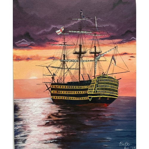 107 - ***Charity lot***
This fantastic painting of the Victory by new artist L Smith dated August 2025. Th... 