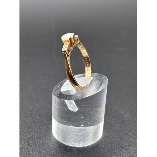 2 - This stunning Art deco opal and baguette diamond yellow gold 9ct ring, weighs in at 2.97g size Q/R