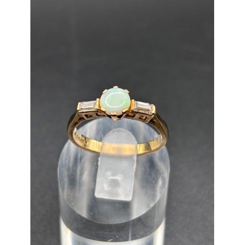 2 - This stunning Art deco opal and baguette diamond yellow gold 9ct ring, weighs in at 2.97g size Q/R