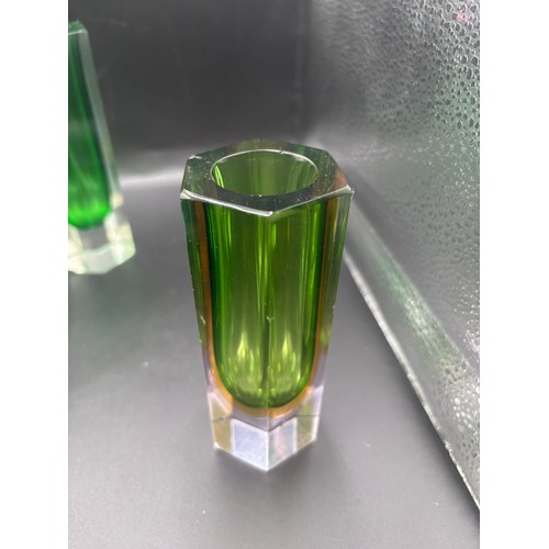 70 - Modern Murano Glass vases & ashtray. Fair condition, some damage see pictures.