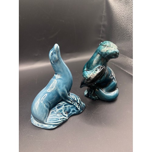 128 - Poole Pottery 
Otter in teal & Vintage seal by Tony Morris circa 1980’s