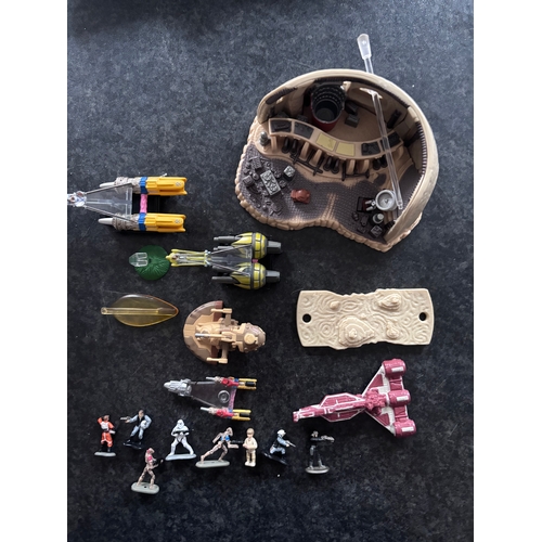 112 - A collection of vintage Star Wars Micro vehicles, figures, and playsets,  manufactured in the 1990s.... 