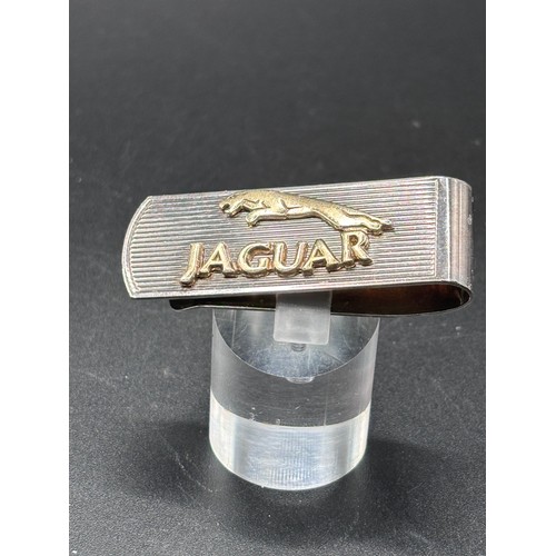 25 - Vintage silver money clip featuring the Jaguar car brands signiture 'Leaper' logo and name. 
Sterlin... 