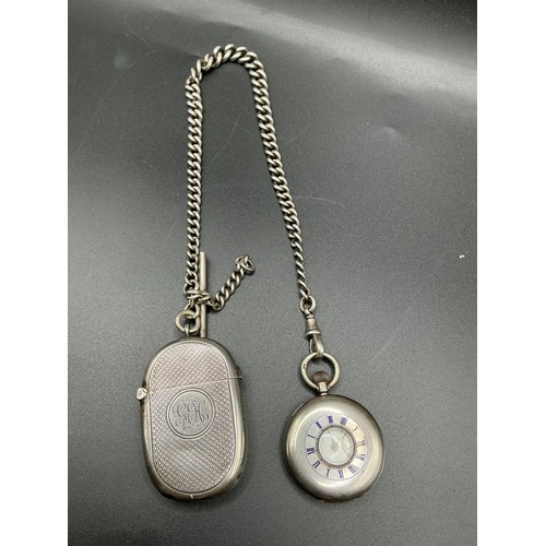 62 - Half hunters pocket watch and chain, Silver