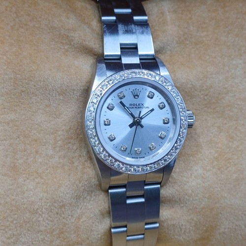 20A - Ladies Rolex Oyster Perpetual 76030 Diamond Bezel in stainless steel case and strap.  In working ord... 