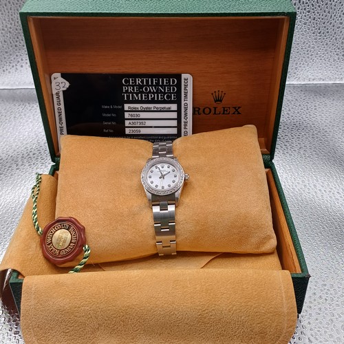 20A - Ladies Rolex Oyster Perpetual 76030 Diamond Bezel in stainless steel case and strap.  In working ord... 
